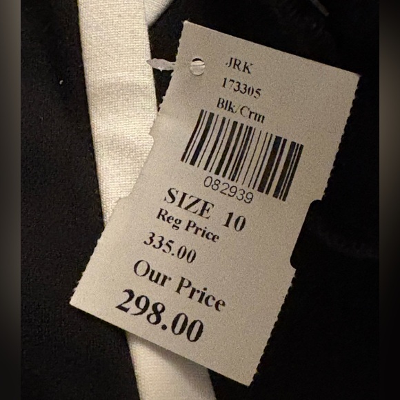 LIKE NEW WITH TAG Joseph Ribkoff Asymmetrical Black White Trim, Wrap Jacket Cape - Picture 2 of 14